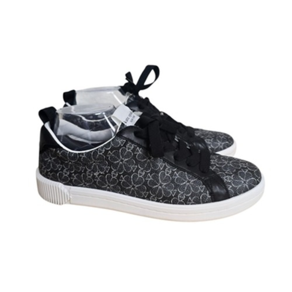 Kate Spade Shoes Womens Size 9.5 Black White Spade Flower Lace Up‎ Logo E241/326